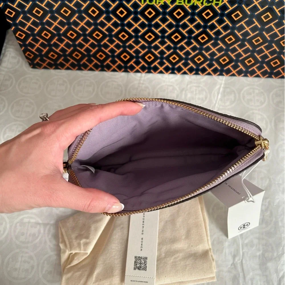 Tory Burch Perry Bombe Colorblock Wristlet Bag Thistle Mix Gold
